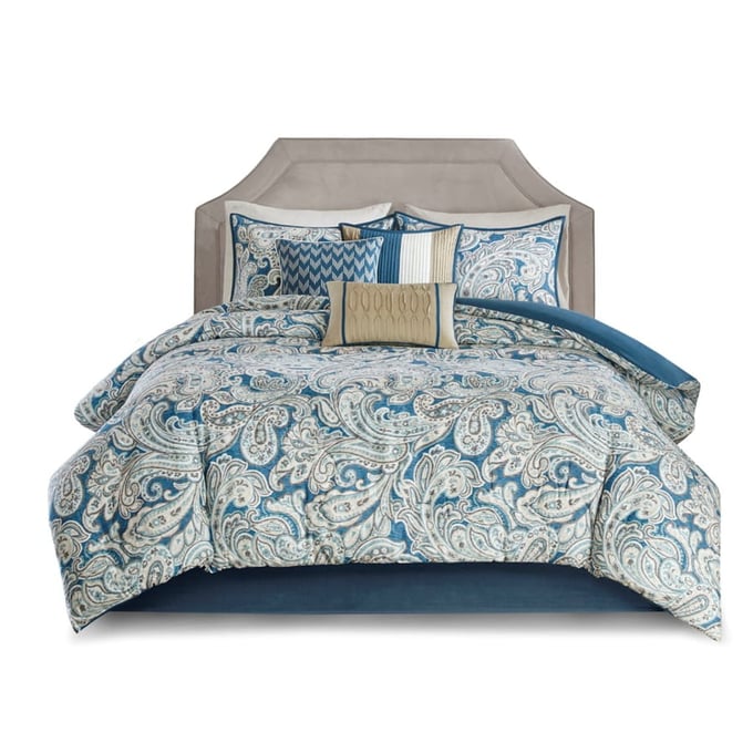 Olliix Madison Park Gabby Blue Queen 7pc Comforter Set OLIX-MP10-3311