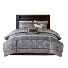 Olliix Madison Park Rhapsody Grey Taupe King 7pc Jacquard Comforter Set