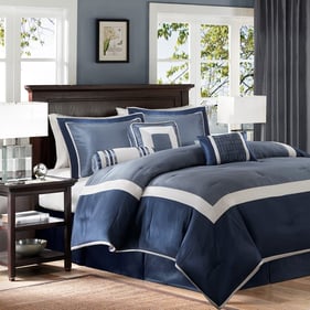 Olliix Madison Park Genevieve Navy King 7pc Comforter Set