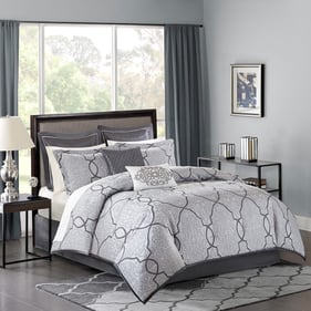 Olliix Madison Park Lavine Silver Queen 12pc Comforter Set