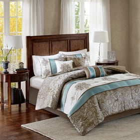 Olliix Madison Park Caroline Blue King Jacquard 7pc Comforter Set