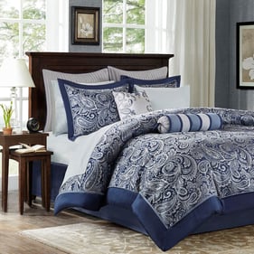 Olliix Madison Park Aubrey Navy Cal King 12pc Comforter Set