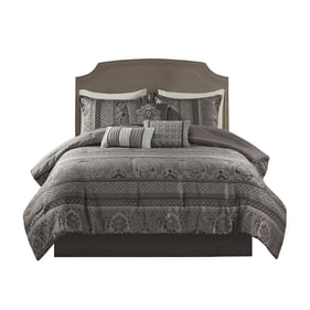 Olliix Madison Park Bellagio Grey King Jacquard 7pc Comforter Set