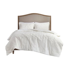 Olliix Madison Park Arya Ivory Full Queen Embroidered Comforter Mini Set