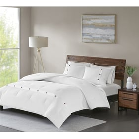 Olliix Madison Park Finley White Full Queen 3pc Cotton Waffle Weave Comfort...