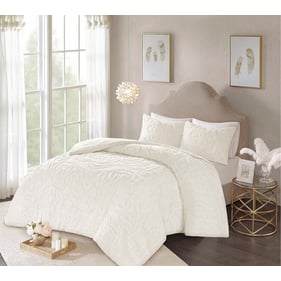 Olliix Madison Park Laetitia Off White Full Queen 3pc Comforter Set