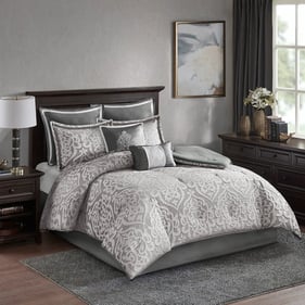 Olliix Madison Park Odette Silver Queen 8pc Jacquard Comforter Set