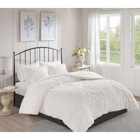 Olliix Madison Park Viola Off White Full Queen 3pc Tufted Comforter Set