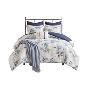 Olliix Madison Park Zennia Blue King Cal King 7pc Comforter Set With Throw ...