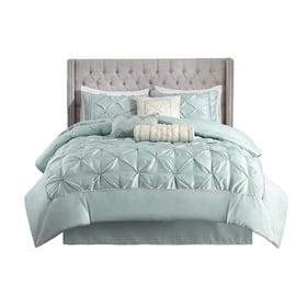 Olliix Madison Park Laurel Seafoam King 7pc Tufted Comforter Set