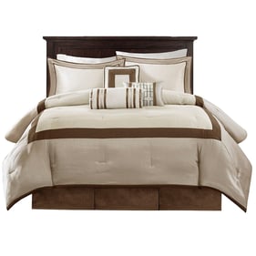 Olliix Madison Park Genevieve Taupe Brown Queen 7pc Comforter Set