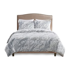 Olliix Madison Park Lana Grey Blue King Comforter Set