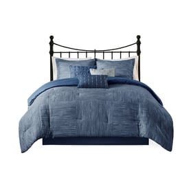 Olliix Madison Park Walter Navy Queen Seersucker 7pc Comforter Set