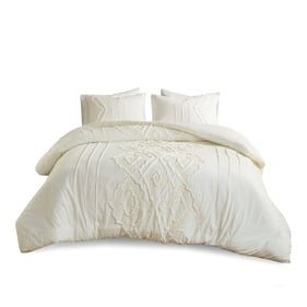 Olliix Madison Park Margot Off White King Cal King 3pc Cotton Comforter Set