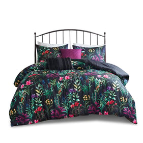 Olliix Madison Park Tasha Black Full Queen 5pc Comforter Set