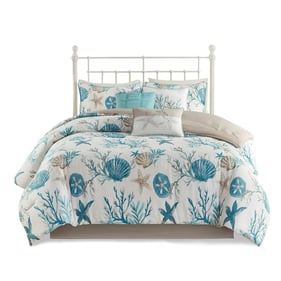 Olliix Madison Park Pebble Beach Aqua Queen 7pc Cotton Sateen Comforter Set