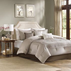 Olliix Madison Park Trinity Taupe Queen 7pc Comforter Set