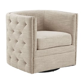 Olliix Madison Park Capstone Taupe Tufted Barrel Swivel Chair