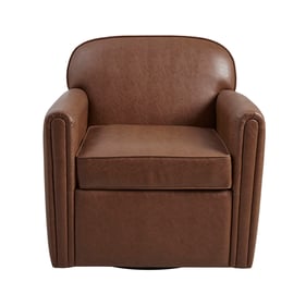 Olliix Madison Park Archer Brown Faux Leather 360 Degree Swivel Arm Chair