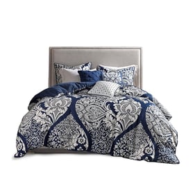 Olliix Madison Park Vienna Indigo Full Queen 6pc Duvet Cover Set