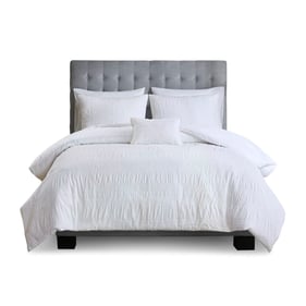 Olliix Madison Park Nicolette White Full Queen 4pc Seersucker Duvet Cover S...