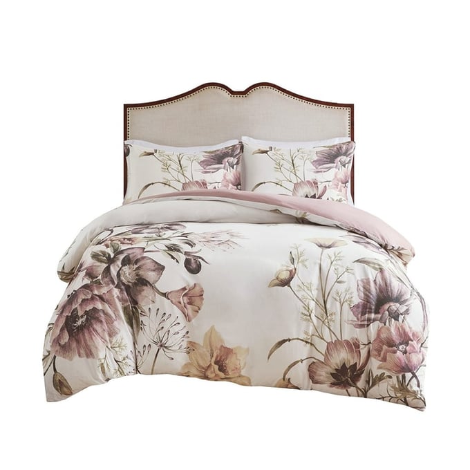 Olliix Madison Park Cassandra Blush King Cal King 3pc Cotton Printed Duvet Cover Set OLIX-MP12-6168