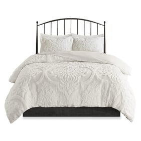 Olliix Madison Park Viola Off White King Cal King 3pc Tufted Duvet Cover Se...