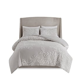 Olliix Madison Park Veronica Warm Grey White King Cal King 3pc Duvet Cover ...