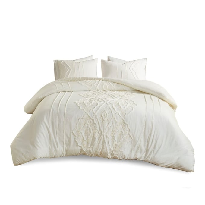 Olliix Madison Park Margot Off White Full Queen 3pc Cotton Duvet Cover Set OLIX-MP12-7357