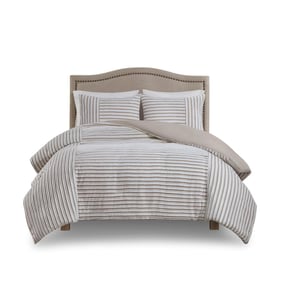 Olliix Madison Park Taylor Natural Full Queen 3pc Clipped Jacquard Duvet Co...