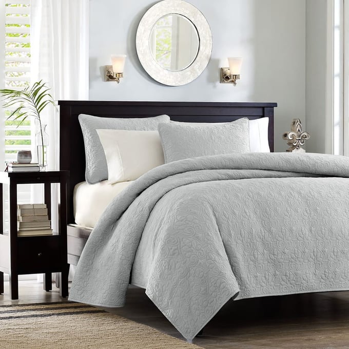 Olliix Madison Park Quebec Grey Full Queen Reversible Quilt Set OLIX-MP13-1369