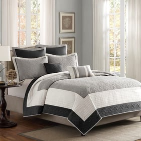 Olliix Madison Park Attingham Black Full Queen 7pc Quilt Set