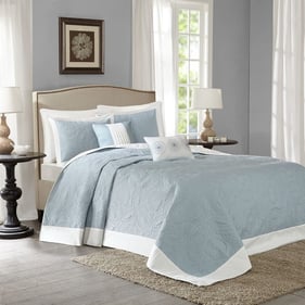 Olliix Madison Park Ashbury Blue King 5pc Reversible Bedspread Set