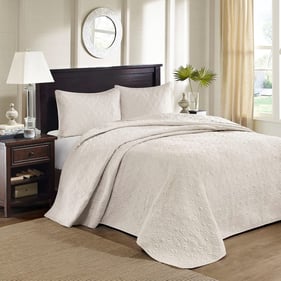 Olliix Madison Park Quebec Cream Full Reversible Bedspread Set