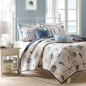 Olliix Madison Park Bayside Blue King Quilt Set