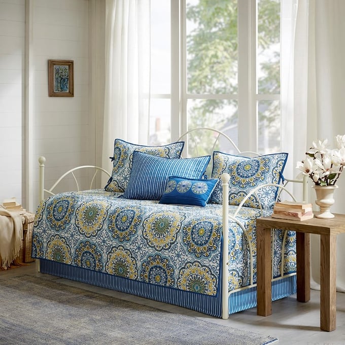 Olliix Madison Park Tangiers Blue 6pc Reversible Daybed Cover Set OLIX-MP13-3973