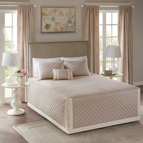 Olliix Madison Park Breanna Khaki Queen 4pc Reversible Bedspread Set