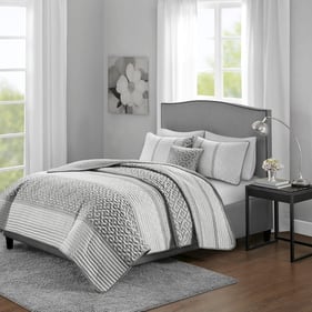 Olliix Madison Park Bennett Grey King Cal King 4pc Jacquard Quilt Set