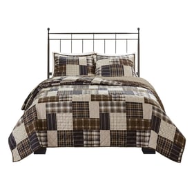 Olliix Madison Park Timber Black Brown King Cal King 3pc Reversible Quilt S...