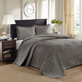 Olliix Madison Park Quebec Dark Grey Queen Reversible Bedspread Set