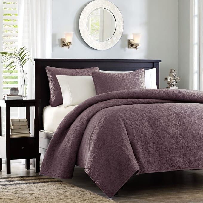 Olliix Madison Park Quebec Purple Full Queen Reversible Quilt Set OLIX-MP13-6149