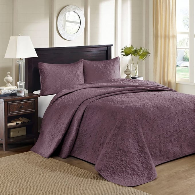 Olliix Madison Park Quebec Purple King Reversible Bedspread Set OLIX-MP13-6154