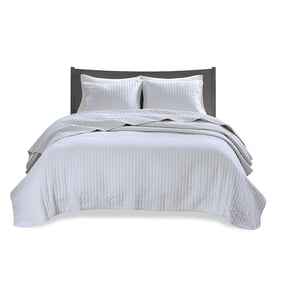 Olliix Madison Park Keaton White Full Queen 3pc Quilt Set