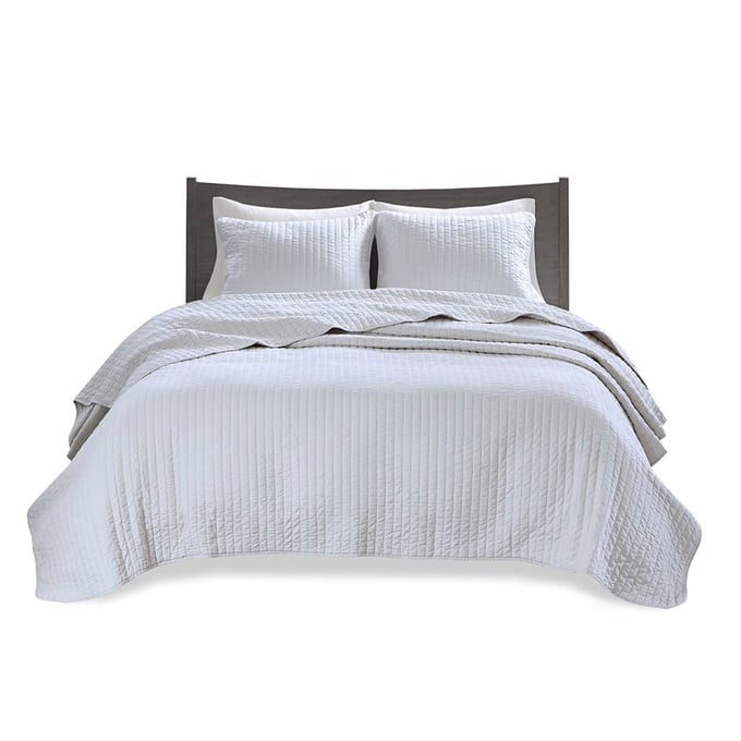 Olliix Madison Park Keaton White Full Queen 3pc Quilt Set OLIX-MP13-626