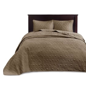 Olliix Madison Park Quebec Mocha Queen Reversible Bedspread Set