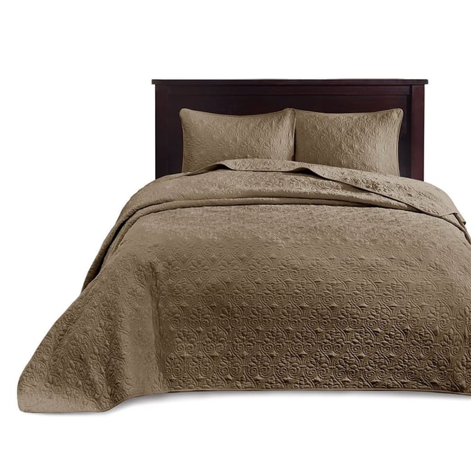 Olliix Madison Park Quebec Mocha King Reversible Bedspread Set OLIX-MP13-6498