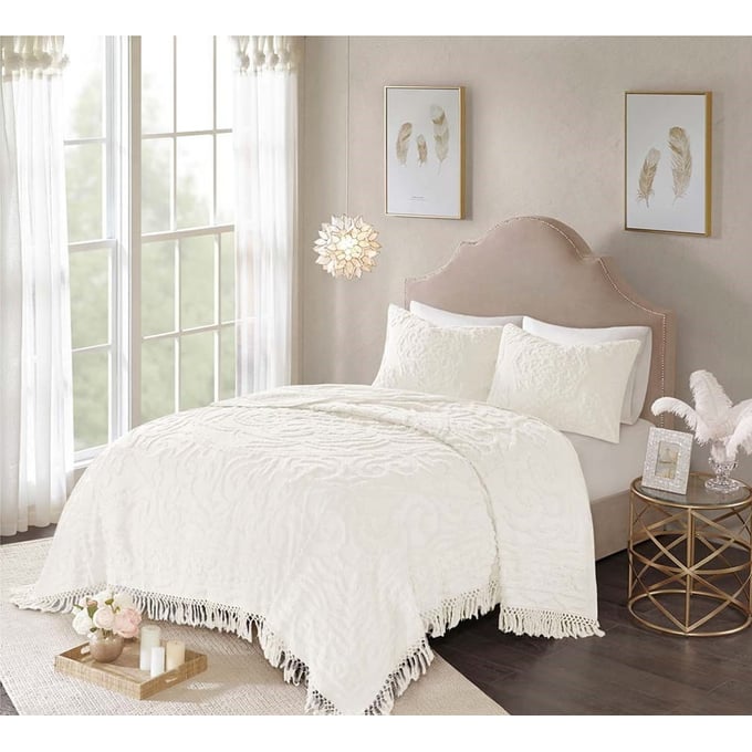 Olliix Madison Park Laetitia Off White King Cal King Coverlet Mini Set OLIX-MP13-5876