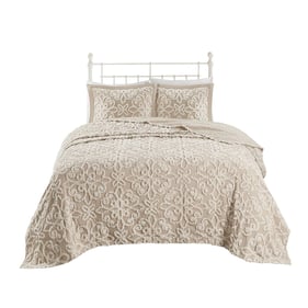 Olliix Madison Park Sabrina Taupe Full Queen 3pc Tufted Bedspread Set