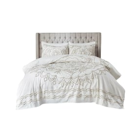 Olliix Madison Park Violette Ivory Taupe Full Queen 3pc Coverlet Set