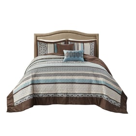 Olliix Madison Park Princeton Blue Queen 5pc Reversible Jacquard Bedspread ...